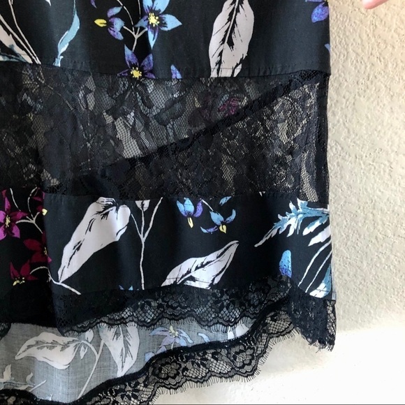 Express Lace Cutout High-Low Floral Dress Size Small Whimsigoth Dark Fairy Sheer - Picture 7 of 10